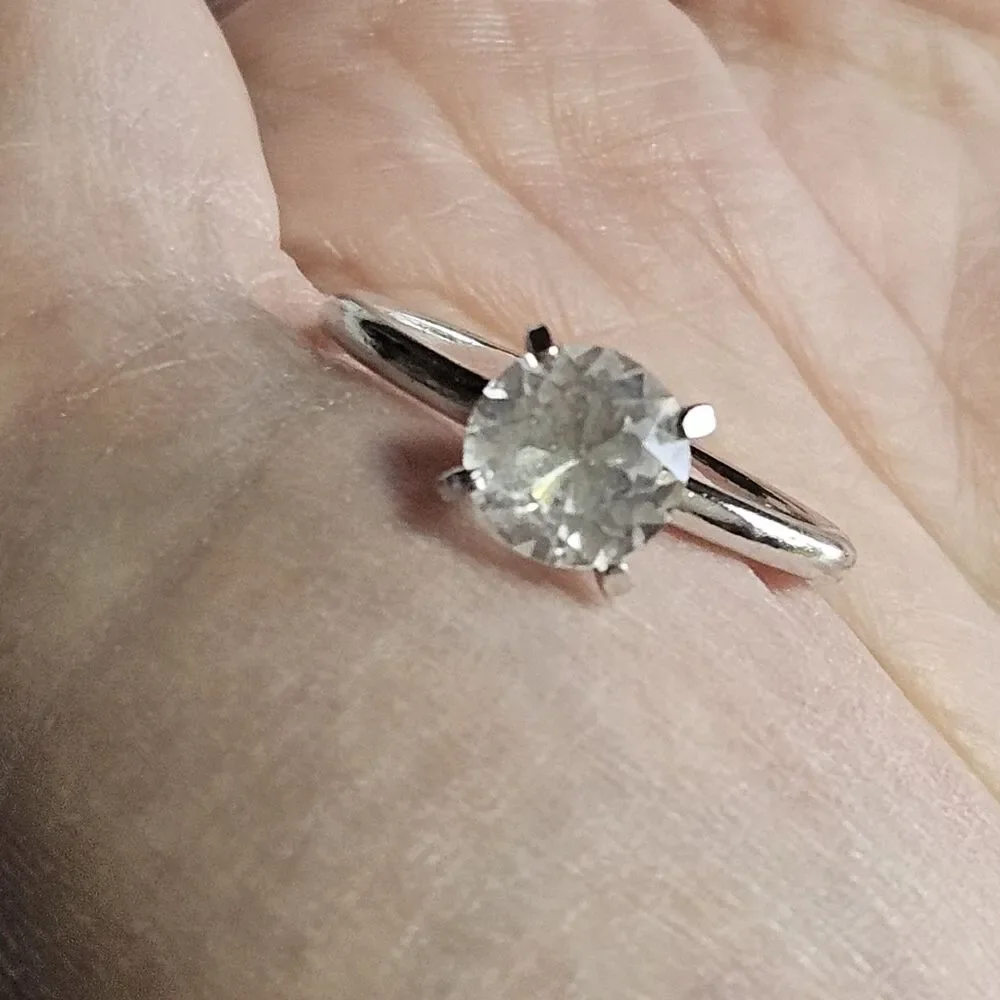 Vintage Silver Tone Uncas Ring Size 7 Solitaire Engagement Wedding